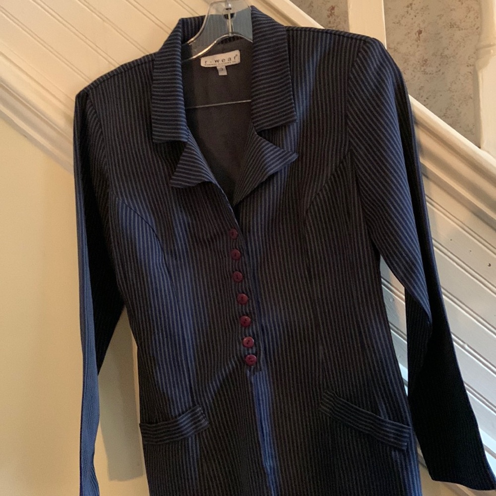 Navy pinstripe suit jacket